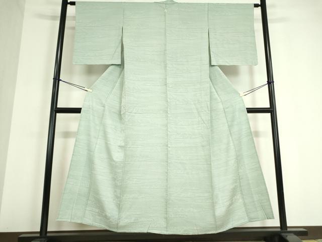 平和屋着物▽上質な色無地 単衣 横段流水花地紋 白藍色 正絹 逸品 DAAT9718az