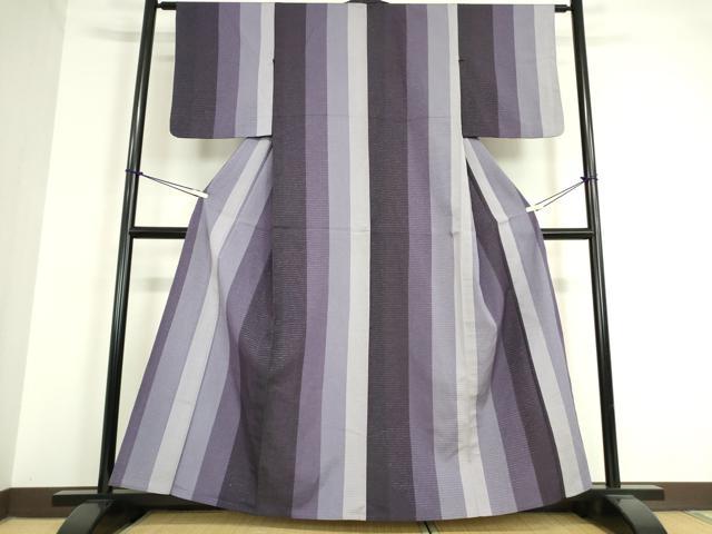 平和屋着物▽上質なお召 単衣 縞 正絹 逸品 DAAT9720az