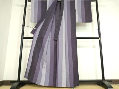 平和屋着物▽上質なお召 単衣 縞 正絹 逸品 DAAT9720az