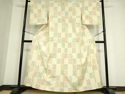 平和屋着物▽上質な紬　単衣　舞花文　正絹　逸品　DAAT9724az