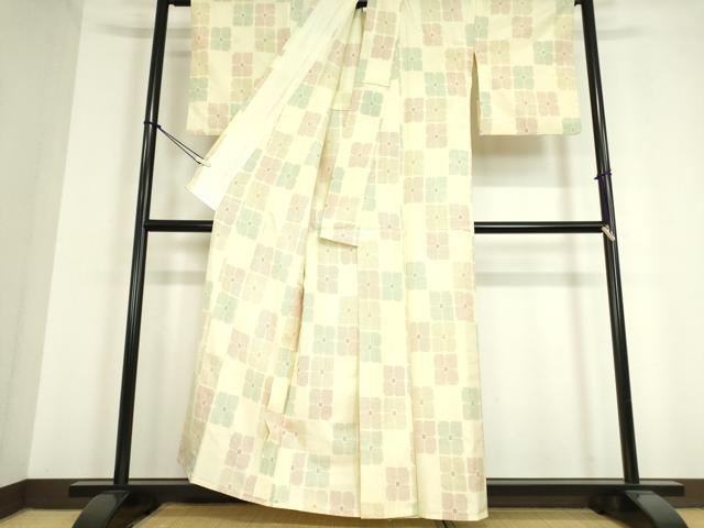 平和屋着物▽上質な紬　単衣　舞花文　正絹　逸品　DAAT9724az