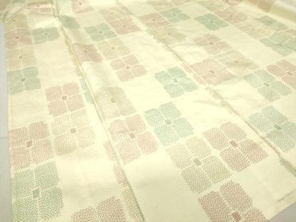 平和屋着物▽上質な紬　単衣　舞花文　正絹　逸品　DAAT9724az