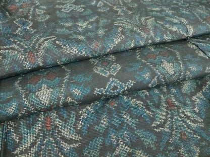 平和屋着物▽上質な紬 単衣 更紗花文 正絹 逸品 DAAT9725az