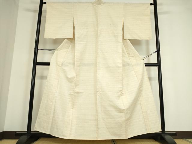 平和屋着物▽上質な紬 単衣 亀甲横段文 正絹 逸品 DAAT9728az