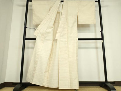平和屋着物▽上質な紬 単衣 亀甲横段文 正絹 逸品 DAAT9728az