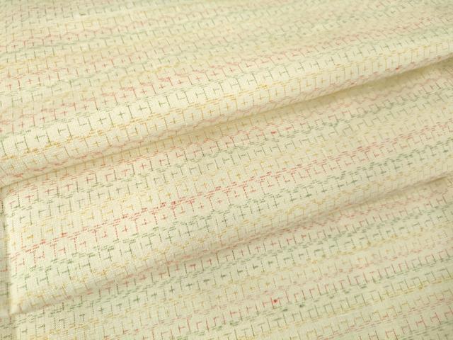 平和屋着物▽上質な紬 単衣 亀甲横段文 正絹 逸品 DAAT9728az