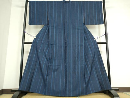 平和屋着物▽上質な紬 単衣 縞 正絹 逸品 DAAT9729az