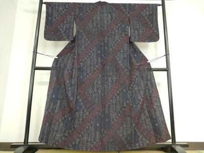 平和屋着物▽上質な紬 単衣 草花文 正絹 逸品 DAAT9731az