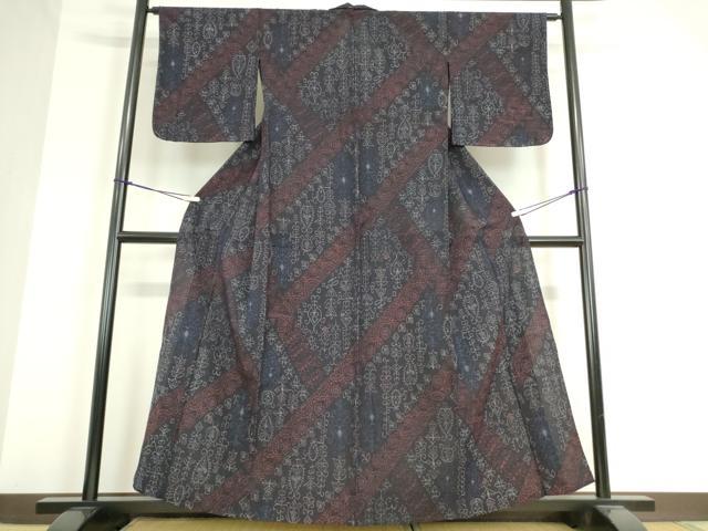 平和屋着物▽上質な紬 単衣 草花文 正絹 逸品 DAAT9731az