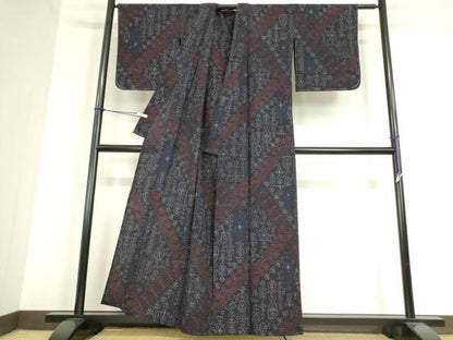 平和屋着物▽上質な紬 単衣 草花文 正絹 逸品 DAAT9731az