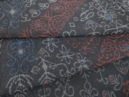 平和屋着物▽上質な紬 単衣 草花文 正絹 逸品 DAAT9731az