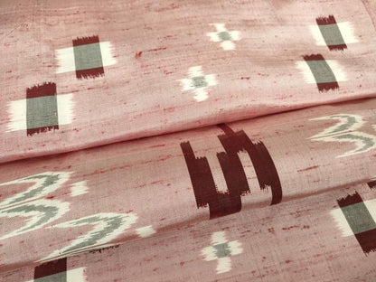 平和屋着物▽上質な紬 　単衣　琉球絣文様 　正絹　逸品　未使用　DAAT9734az