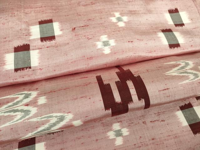 平和屋着物▽上質な紬 　単衣　琉球絣文様 　正絹　逸品　未使用　DAAT9734az