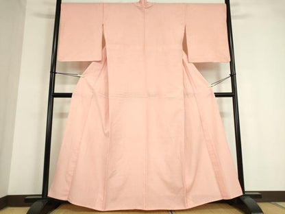 平和屋着物▽上質な紬 単衣 珊瑚色 正絹 逸品 DAAT9735az