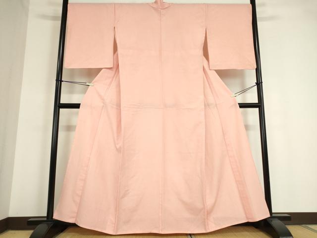 平和屋着物▽上質な紬 単衣 珊瑚色 正絹 逸品 DAAT9735az