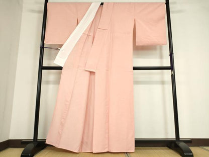 平和屋着物▽上質な紬 単衣 珊瑚色 正絹 逸品 DAAT9735az