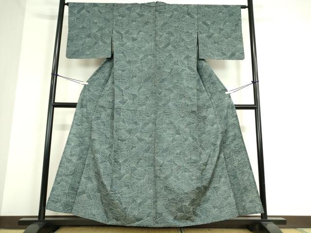 平和屋着物▽上質な紬 単衣 扇面文 正絹 逸品 DAAT9736az