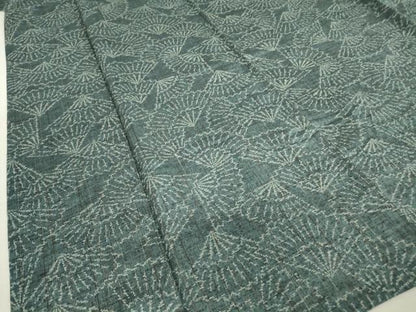 平和屋着物▽上質な紬 単衣 扇面文 正絹 逸品 DAAT9736az