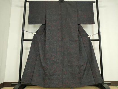 平和屋着物▽上質なお召 単衣 幾何学花文 正絹 逸品 DAAT9738az