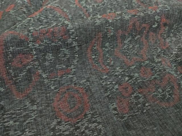 平和屋着物▽上質なお召 単衣 幾何学花文 正絹 逸品 DAAT9738az