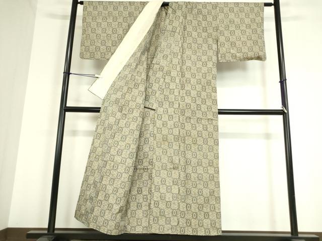 平和屋着物▽上質な紬　単衣　松文　正絹　逸品　DAAT9739az