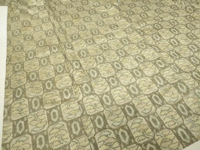 平和屋着物▽上質な紬　単衣　松文　正絹　逸品　DAAT9739az