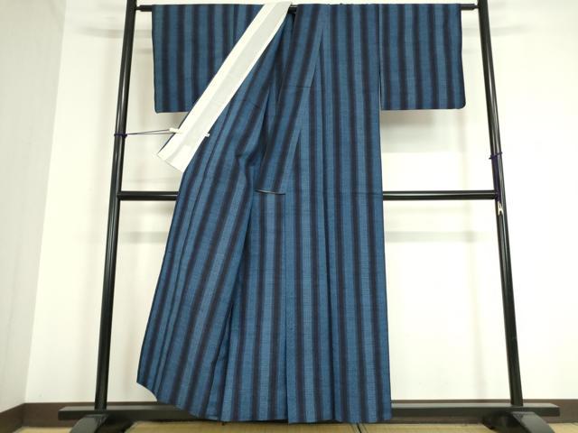 平和屋着物▽上質な紬 単衣 間道 ゑり善扱い 正絹 逸品 DAAT9741az