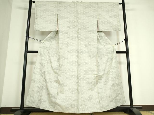 平和屋着物▽上質な紬 単衣 麻の葉文 正絹 逸品 DAAT9744az