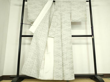 平和屋着物▽上質な紬 単衣 麻の葉文 正絹 逸品 DAAT9744az
