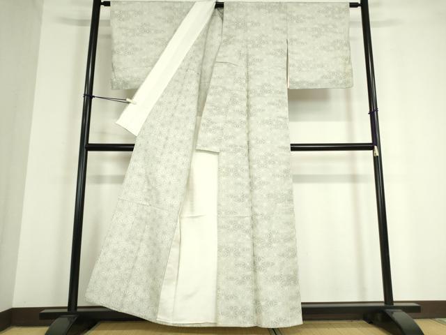 平和屋着物▽上質な紬 単衣 麻の葉文 正絹 逸品 DAAT9744az
