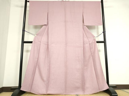 平和屋着物▽上質な色無地 単衣 霞地紋 紅藤色 正絹 逸品 DAAT9745az