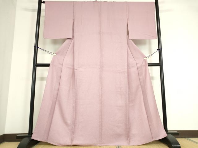 平和屋着物▽上質な色無地 単衣 霞地紋 紅藤色 正絹 逸品 DAAT9745az