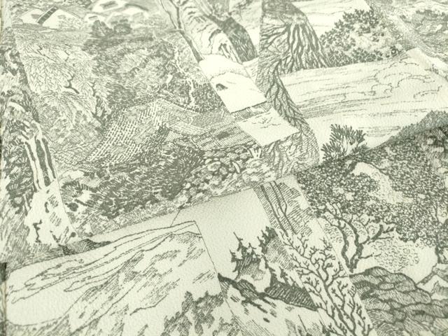 平和屋着物▽上質な小紋 単衣 風景樹林文 鬼しぼ縮緬 正絹 逸品 DAAT9747az