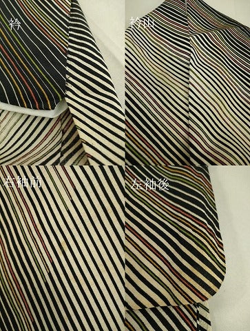 平和屋着物▽上質な小紋 単衣 斜縞 正絹 逸品 DAAT9749az