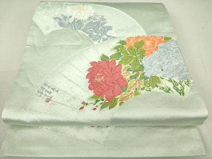 平和屋着物▼六通柄袋帯　唐織　地紙花文　金糸　正絹　逸品　DAAT9804az