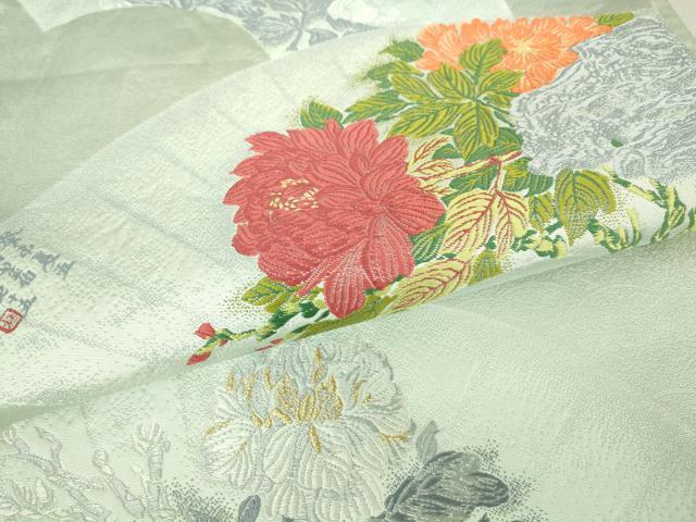 平和屋着物▼六通柄袋帯　唐織　地紙花文　金糸　正絹　逸品　DAAT9804az