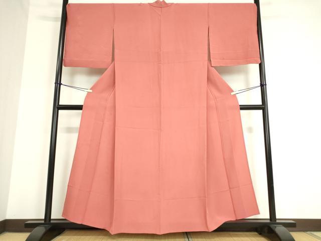 平和屋着物▽上質な色無地 単衣 真朱色 正絹 逸品 DAAT9824az