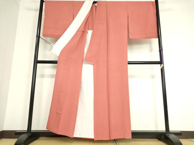 平和屋着物▽上質な色無地 単衣 真朱色 正絹 逸品 DAAT9824az