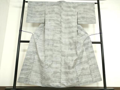 平和屋着物▽上質な紬 単衣 横段霞文 正絹 逸品 DAAT9826az