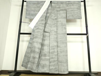 平和屋着物▽上質な紬 単衣 横段霞文 正絹 逸品 DAAT9826az