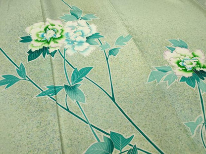 平和屋着物▽訪問着 単衣 牡丹文 たたき染め 金彩 正絹 逸品 DAAT9829az