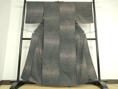 平和屋着物▽小紋 単衣 霞文 黒地 洗える着物 DAAT9832az