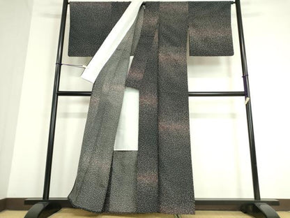 平和屋着物▽小紋 単衣 霞文 黒地 洗える着物 DAAT9832az