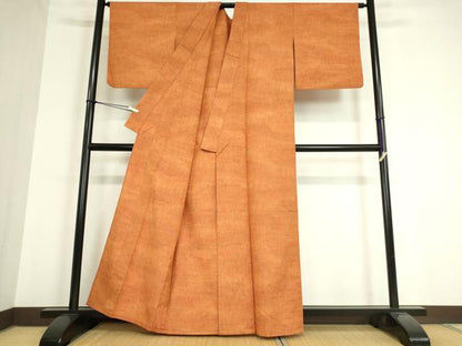 平和屋着物▽上質な紬　単衣　絣文　正絹　逸品　DAAT9839az