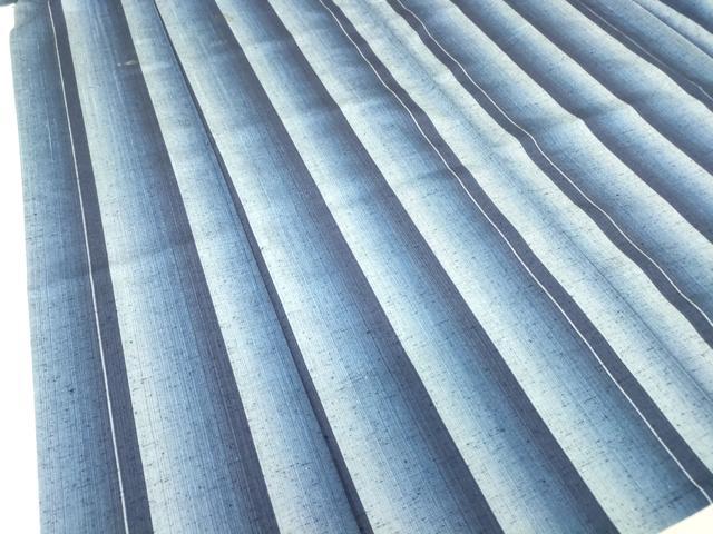 平和屋着物▽上質な紬　単衣　縞　正絹　逸品　DAAT9840az