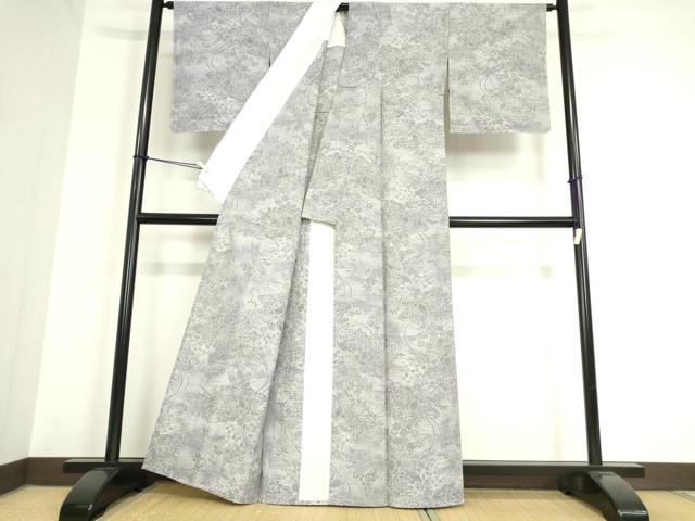 平和屋着物▽小千谷紬 単衣 鼓花文 正絹 逸品 DAAT9843az