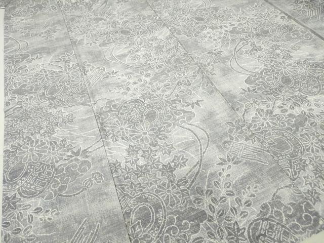 平和屋着物▽小千谷紬 単衣 鼓花文 正絹 逸品 DAAT9843az