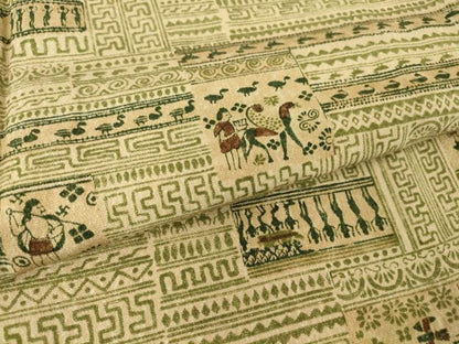 平和屋着物▽上質な小紋 単衣 人物壁画文 正絹 逸品 DAAT9845az