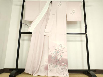 平和屋着物▽訪問着 単衣 友禅 枝花文 暈し染め 正絹 逸品 DAAT9846az