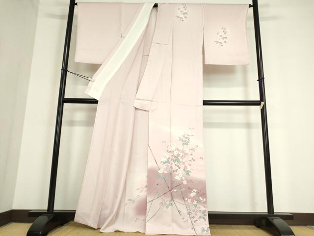 平和屋着物▽訪問着 単衣 友禅 枝花文 暈し染め 正絹 逸品 DAAT9846az